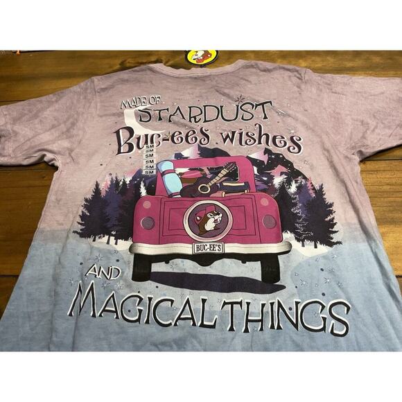 Buc-ee’s T-Shirt Stardust Wishes Size Adult Small Tags•Sticker NWT - Picture 10 of 11